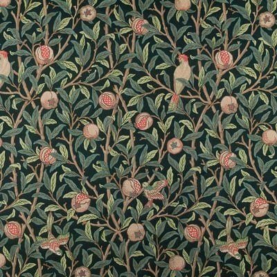 Tela Bianca para libro de boda: granadas y pájaros sobre fondo oscuro