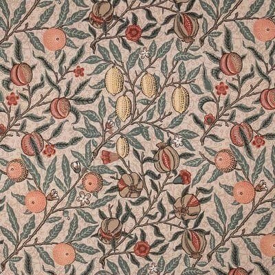 Tela Federica para libro de boda: granadas y limones sobre fondo cálido